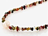 Multi-Tourmaline Rhodium Over Sterling Silver Necklace