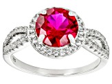 Red Lab Created Ruby Rhodium Over Sterling Silver Ring 2.63ctw