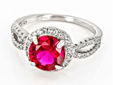 Red Lab Created Ruby Rhodium Over Sterling Silver Ring 2.63ctw