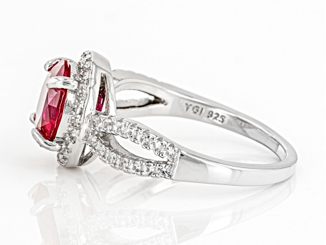 Red Lab Created Ruby Rhodium Over Sterling Silver Ring 2.63ctw