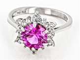 Pink Lab Created Sapphire Rhodium Over Sterling Silver Ring 2.68ctw