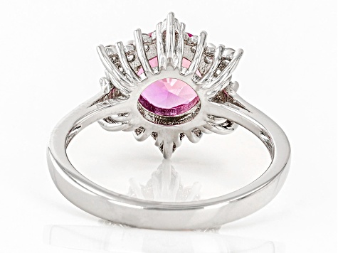 Pink Lab Created Sapphire Rhodium Over Sterling Silver Ring 2.68ctw