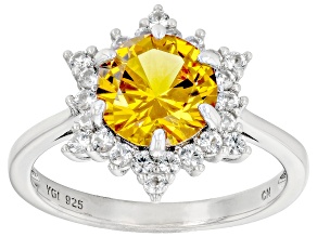 Yellow Lab Created Sapphire Rhodium Over Sterling Silver Ring 2.50ctw
