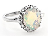 Ethiopian Opal Rhodium Over Sterling Silver Ring 10x8mm