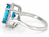 Paraiba Blue Color Topaz Platinum Over Sterling Silver Ring 6.80ctw