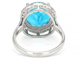 Paraiba Blue Color Topaz Platinum Over Sterling Silver Ring 6.80ctw