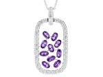 Purple Amethyst Rhodium Over Sterling Silver Pendant With Chain 2.80ctw
