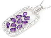 Purple Amethyst Rhodium Over Sterling Silver Pendant With Chain 2.80ctw