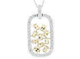 Yellow Citrine Rhodium Over Sterling Silver Pendant With Chain 2.80ctw