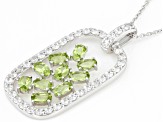 Green Peridot Rhodium Over Sterling Silver Pendant With Chain 3.40ctw