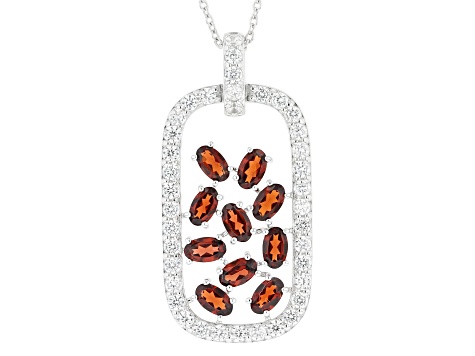 Red Garnet Rhodium Over Sterling Silver Pendant With Chain 3.85ctw