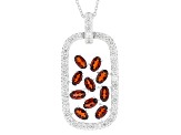 Red Garnet Rhodium Over Sterling Silver Pendant With Chain 3.85ctw