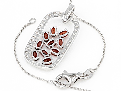 Red Garnet Rhodium Over Sterling Silver Pendant With Chain 3.85ctw