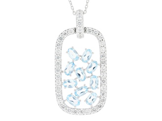 Sky Blue Topaz Rhodium Over Sterling Silver Pendant With Chain 3.50ctw