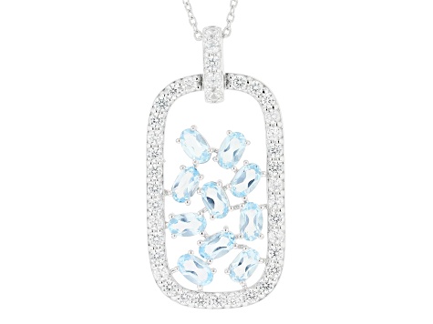 Sky Blue Topaz Rhodium Over Sterling Silver Pendant With Chain 3.50ctw