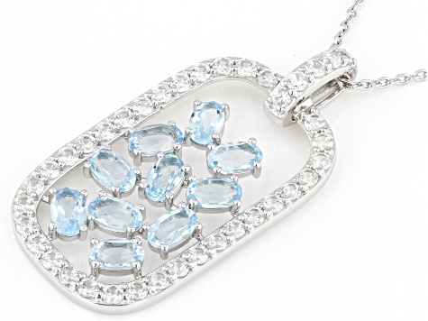 Sky Blue Topaz Rhodium Over Sterling Silver Pendant With Chain 3.50ctw