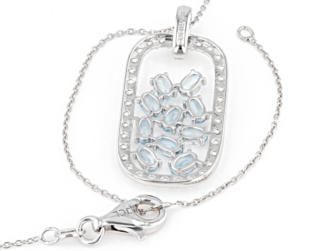 Sky Blue Topaz Rhodium Over Sterling Silver Pendant With Chain 3.50ctw