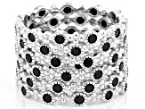 Black Spinel Rhodium Over Sterling Silver Band Rings Set of 6 2.26ctw