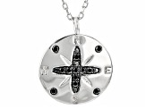 Black Spinel Rhodium Over Sterling Silver Pendant With Chain 0.21ctw