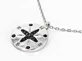 Black Spinel Rhodium Over Sterling Silver Pendant With Chain 0.21ctw