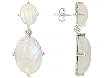 Picture of White Rainbow Moonstone Sterling Silver Earrings
