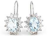 Blue Aquamarine Rhodium Over Sterling Silver Earrings 3.50ctw