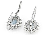 Blue Aquamarine Rhodium Over Sterling Silver Earrings 3.50ctw