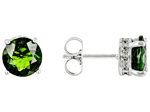 Chrome Diopside Rhodium Over Sterling Silver Stud Earrings 3.96ctw