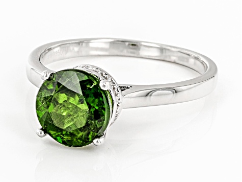 Chrome Diopside Rhodium Over Sterling Silver Ring 1.83ctw