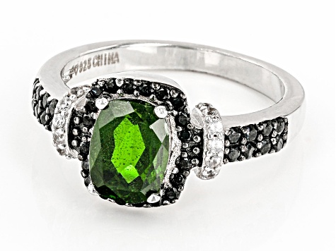 Chrome Diopside Rhodium Over Sterling Silver Ring 1.66ctw