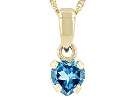 London Blue Topaz 10k Yellow Gold Pendant With Chain 0.54ct