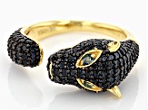 Black Spinel 18k Yellow Gold Over Sterling Silver Panther Ring 1.52ctw