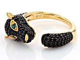 Black Spinel 18k Yellow Gold Over Sterling Silver Panther Ring 1.52ctw