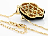 Black Spinel 18k Yellow Gold Over Sterling Silver Panther Pendant With Chain 3.07ctw