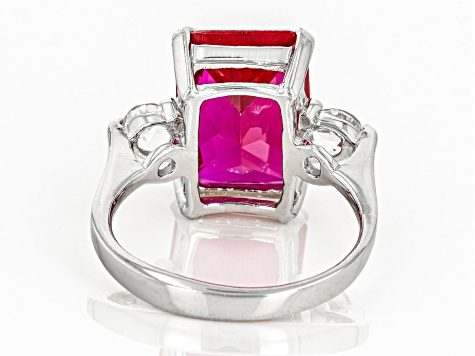 Red Lab Created Ruby Rhodium Over Sterling Silver Ring 6.72ctw