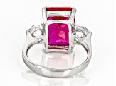 Red Lab Created Ruby Rhodium Over Sterling Silver Ring 6.72ctw