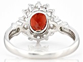 Red Garnet with White Topaz Rhodium Over Sterling Silver Ring 2.00ctw