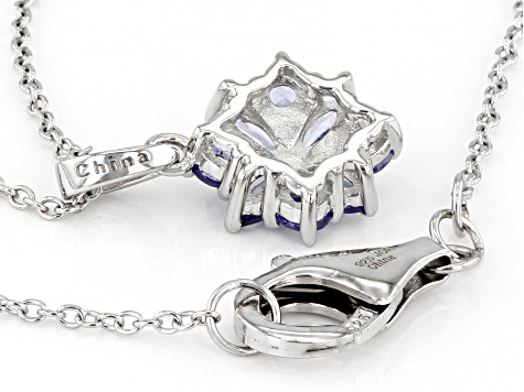 Blue Tanzanite With Zircon Rhodium Over Sterling Silver