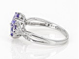 Blue Tanzanite With White Zircon Rhodium Over Sterling Silver Ring 0.95ctw