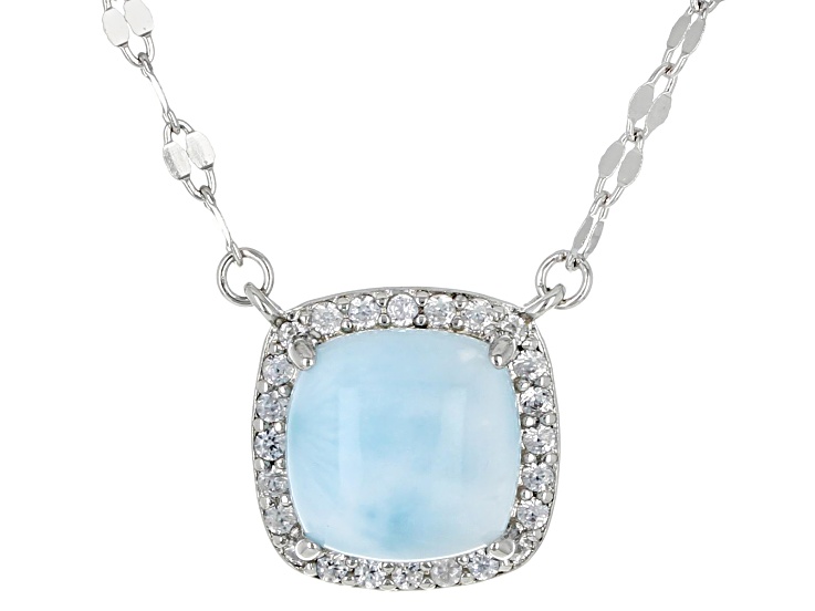 Blue Larimar Platinum Over Sterling Silver Necklace 0.21ctw