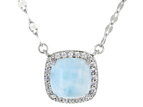 Blue Larimar Platinum Over Sterling Silver Necklace 0.21ctw