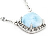 Blue Larimar Platinum Over Sterling Silver Necklace 0.21ctw