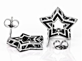 Black Spinel Rhodium Over Sterling Silver Star Earrings 4.14ctw