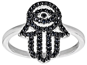 Black Spinel Rhodium Over Sterling Silver Ring 0.46ctw