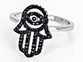 Black Spinel Rhodium Over Sterling Silver Ring 0.46ctw