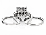 Black Spinel Rhodium Over Sterling Silver Set of Three Rings 2.65ctw