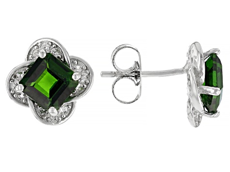 Green Chrome Diopside Rhodium Over Sterling Silver Earrings 1.95ctw