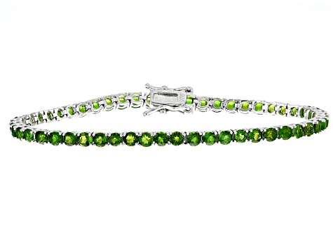 Green Chrome Diopside Rhodium Over Sterling Silver Tennis Bracelet 7.00ctw