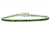 Green Chrome Diopside Rhodium Over Sterling Silver Tennis Bracelet 7.00ctw