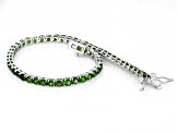 Green Chrome Diopside Rhodium Over Sterling Silver Tennis Bracelet 7.00ctw